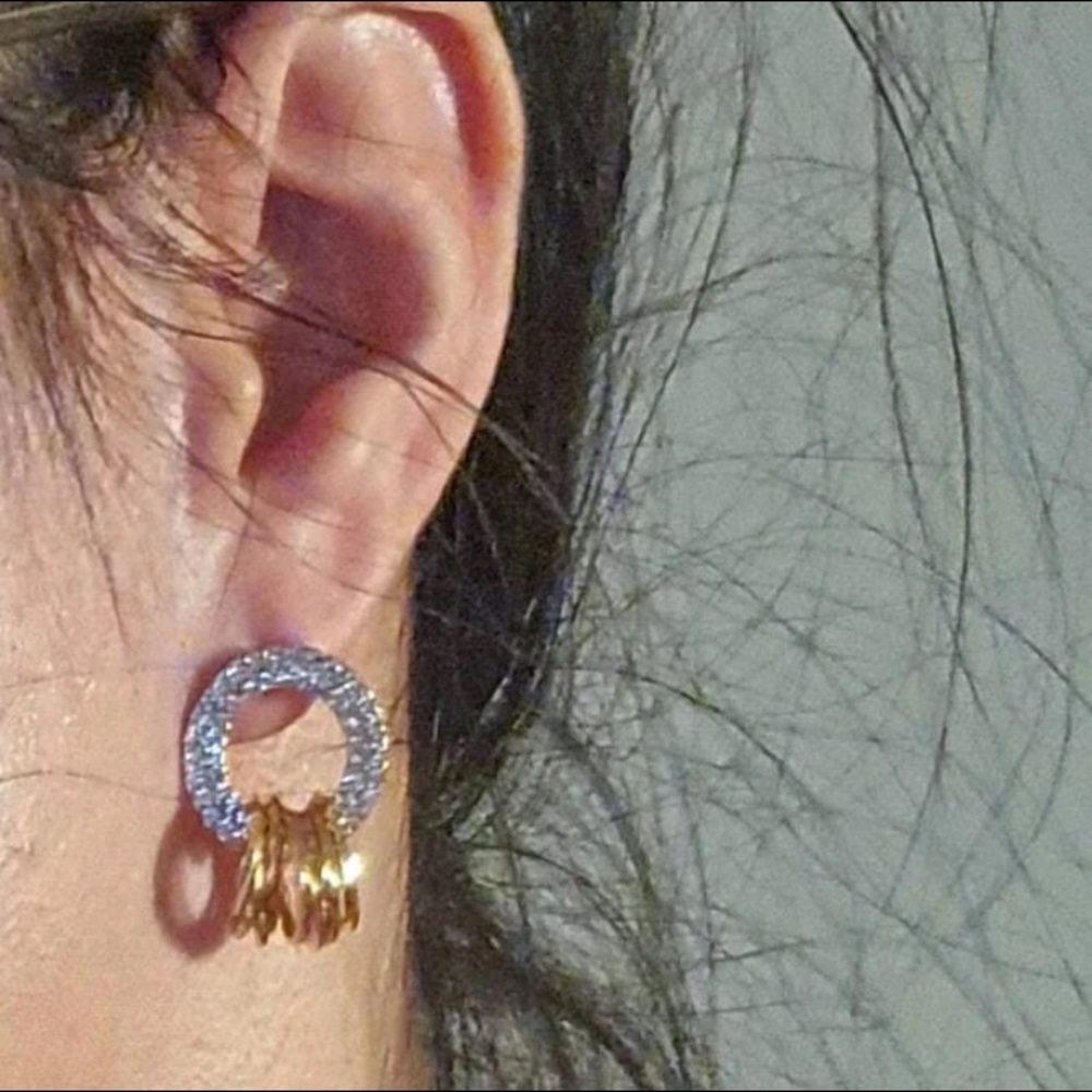 Beautiful Rhinestone Circle Decor Earrings - Picture 14 of 17